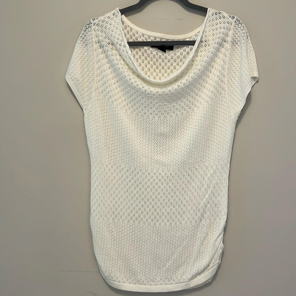 Nine West White Open Knit Top